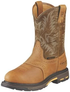 Ariat Boots: Men's Composite Toe 10008635 Waterproof Workhog Pull-On Cowboy Boots -Work Shoes Store 10008635 3 4 front