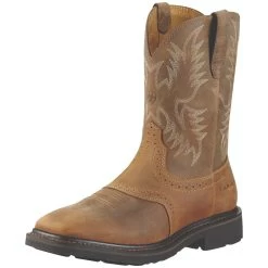 Ariat Boots: Men's Brown 10010134 Steel Toe Heat-Resistant EH Cowboy Boots -Work Shoes Store 10010134 3 4 front