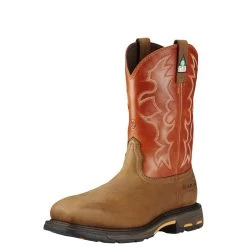 Ariat Boots: Men's Brown 10017170 Puncture-Resistant Composite Toe Workhog Cowboy Boots -Work Shoes Store 10017170 3 4 front