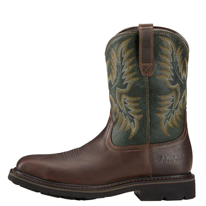 Ariat Boots: Men's 10017434 Brown Green Sierra Wide 10" Steel Toe Slip Resistant Pull On Work Boots 6 Ariat Boots: Men's 10017434 Brown Green Sierra Wide 10" Steel Toe Slip Resistant Pull On Work Boots - Image 4