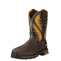 Ariat Boots: Composite Toe 10020072 Men's Brown Pull On Intrepid Venttek Work Boots -Work Shoes Store 10020072 3 4 front