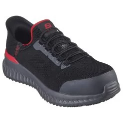 Skechers Work Shoes: Men's 200206 BKRD Black Red Composite Toe Slip-Ins Tilido Fletchit Work Shoe