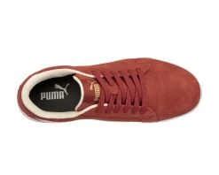Puma Safety: Women's 640135 Red Composite-Fiberglass Toe Iconic Suede Low Work Shoe -Work Shoes Store 640045 iconic suede red low top web 1