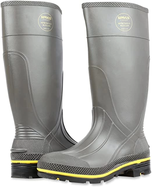 Servus Boots: Men's 75101 Gray Black Steel Toe Waterproof PVC 15IN Boot 3 Servus Boots: Men's 75101 Gray Black Steel Toe Waterproof PVC 15IN Boot