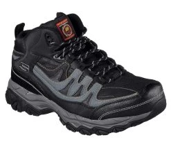 Skechers Shoes: Men's 77108 BKCC Black Charcoal Holdredge - Rebem Steel Toe Hiking Work Boot -Work Shoes Store 77108 bkcc