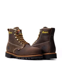 Thorogood Boots: Men's 804 4514 Brown Nano Safety Toe USA Made American Heritage Waterproof Insulated Crazyhorse Work Boot -Work Shoes Store 804 4514 3edit