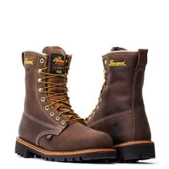 Thorogood Boots: Men's 804 4520 Brown Nano Toe USA Made American Heritage 8" Waterproof Insulated Crazyhorse Work Boot -Work Shoes Store 814 4520 3edit 1