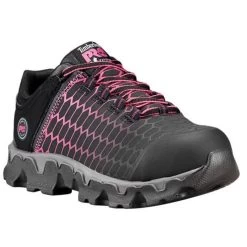 Timberland Pro Shoes: Women's A1I5Q Black Pink PowerTrain Sport Alloy Toe Athletic Work Shoes -Work Shoes Store a1i5q 1
