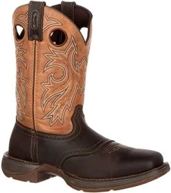 Durango Boots: Men's DB019 Brown Rebel 11 Inch Steel Toe Waterproof Pull On Square Toe Work Boot -Work Shoes Store db019