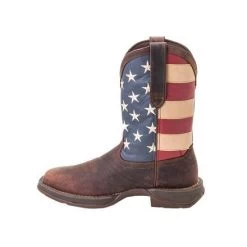 Durango Boots: Men's DB5554 Brown Rebel 12 Inch American Flag Pull On Square Toe Boot -Work Shoes Store db5554 instep