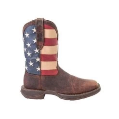 Durango Boots: Men's DB5554 Brown Rebel 12 Inch American Flag Pull On Square Toe Boot -Work Shoes Store db5554 profile