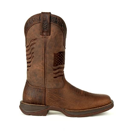 Durango Boots: Men's DDB0314 Brown Rebel Distressed Flag Pull On Square Toe Western Boot 3 Durango Boots: Men's DDB0314 Brown Rebel Distressed Flag Pull On Square Toe Western Boot