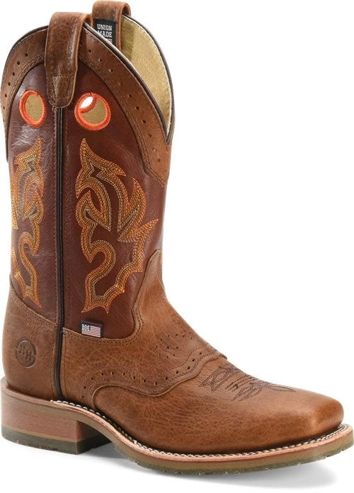 Double H Boots: Men's DH5400 Brown Square Steel Toe ICE Roper 13" Pull On Cowboy Boot 3 Double H Boots: Men's DH5400 Brown Square Steel Toe ICE Roper 13" Pull On Cowboy Boot