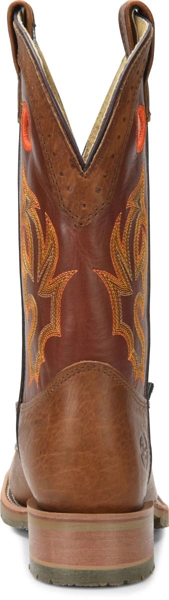 Double H Boots: Men's DH5400 Brown Square Steel Toe ICE Roper 13" Pull On Cowboy Boot 6 Double H Boots: Men's DH5400 Brown Square Steel Toe ICE Roper 13" Pull On Cowboy Boot - Image 4
