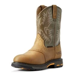 Ariat Boots: Men's 10008633 Waterproof Brown Pull-On Workhog Cowboy Boots -Work Shoes Store f11 mns work couto 10008633 3 4 front