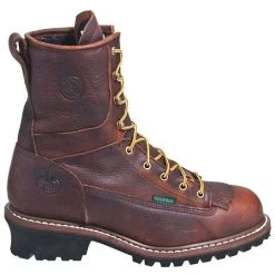 Georgia Boots: Men's Brown G7313 Waterproof EH Steel Toe Logger Boots -Work Shoes Store g7313st georgiao 01
