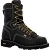 Georgia Boots: Men's GB00603 Black Plain Toe 8" USA Made Logger Waterproof Work Boot -Work Shoes Store gb00603
