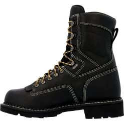 Georgia Boots: Men's GB00603 Black Plain Toe 8" USA Made Logger Waterproof Work Boot -Work Shoes Store gb00603 instep profile