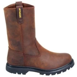 Caterpillar Boots: Men's Brown Revolver Slip-On 72191 Wellington Slip-Resistant Boots -Work Shoes Store image 85171