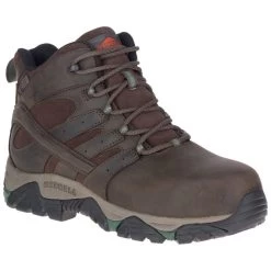 Merrell Boots: Men's J10627 Brown Moab Vertex Mid Composite Toe Waterproof Work Boot 11 Merrell Boots: Men's J10627 Brown Moab Vertex Mid Composite Toe Waterproof Work Boot -Work Shoes Store j10627