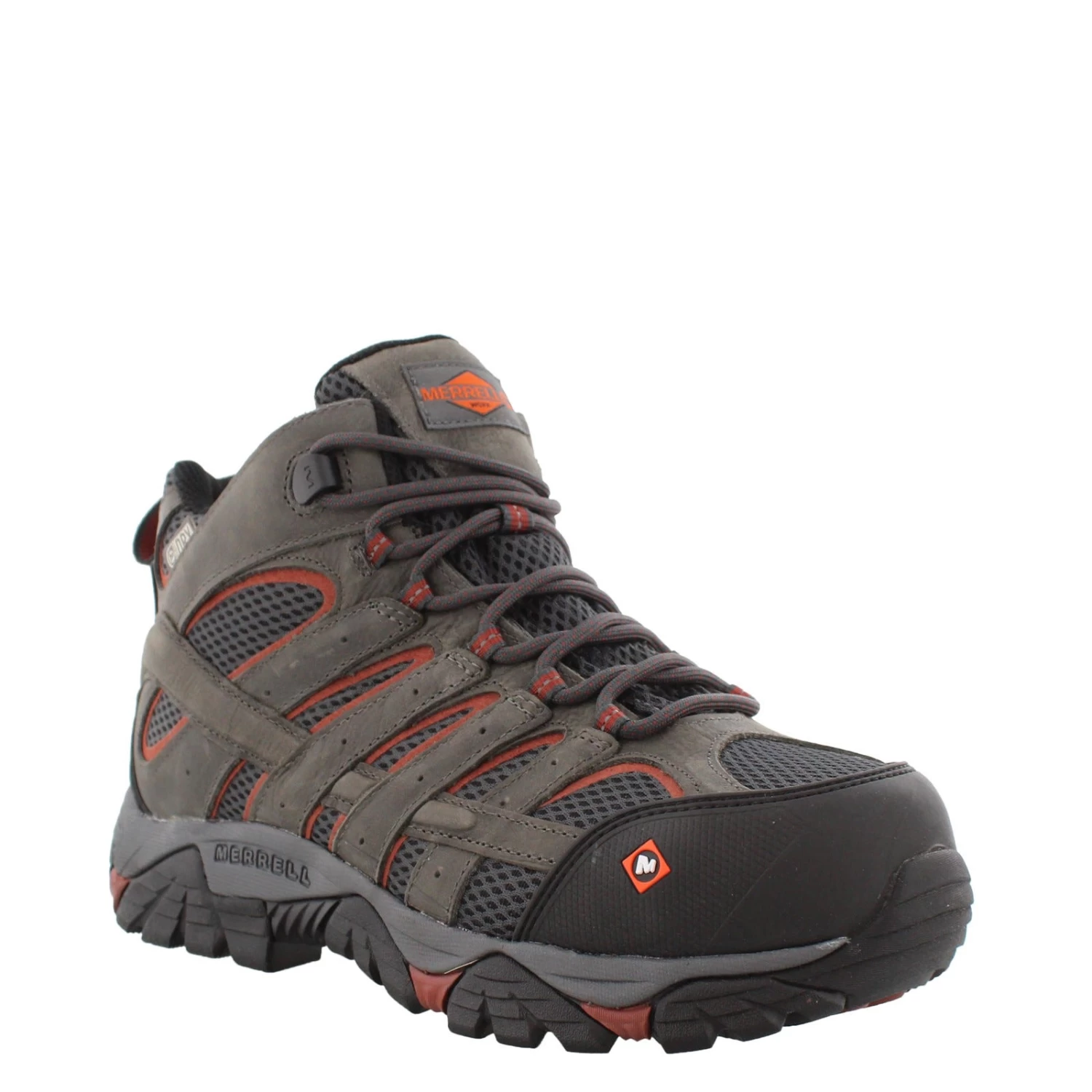 Merrell Boots: Men's J11515 Pewter Orange Moab Vertex Mid Composite Toe Waterproof Work Boot 3 Merrell Boots: Men's J11515 Pewter Orange Moab Vertex Mid Composite Toe Waterproof Work Boot