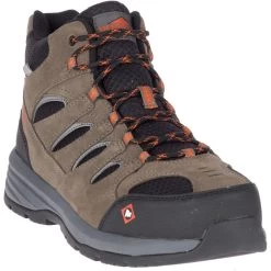 Merrell Boots: Men's J17817 Brown Orange Windoc Mid Steel Toe Waterproof Work Hiker