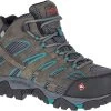 Merrell Boots: Women's J42076 Pewter Teal Moab Vertex Mid Composite Toe Waterproof Work Boot -Work Shoes Store j42076 6