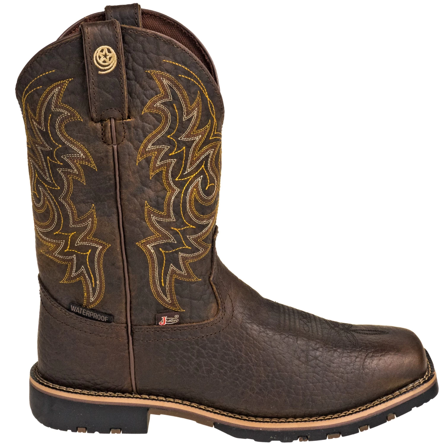 Justin Boots: Brown GR9050 Men's Waterproof George Strait Fireman Cowboy Boots 6 Justin Boots: Brown GR9050 Men's Waterproof George Strait Fireman Cowboy Boots - Image 4
