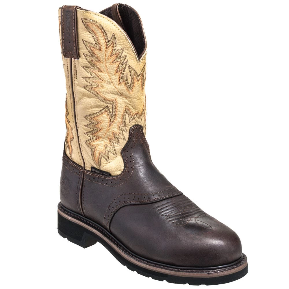 Justin Boots: Men's SE4661 Brown Stampede Steel Toe Cowboy Boots 5 Justin Boots: Men's SE4661 Brown Stampede Steel Toe Cowboy Boots - Image 3