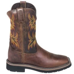 Justin Boots: Men's SE4681 Brown Square Toe Stampede Boots -Work Shoes Store justin wk4681 080 o 01