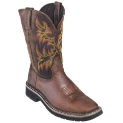Justin Boots: Men's SE4681 Brown Square Toe Stampede Boots -Work Shoes Store justin wk4681 080 p 01
