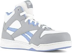 Reebok Shoes: Women's RB470 Grey White Blue Composite Toe SD10 High Top Work Sneaker