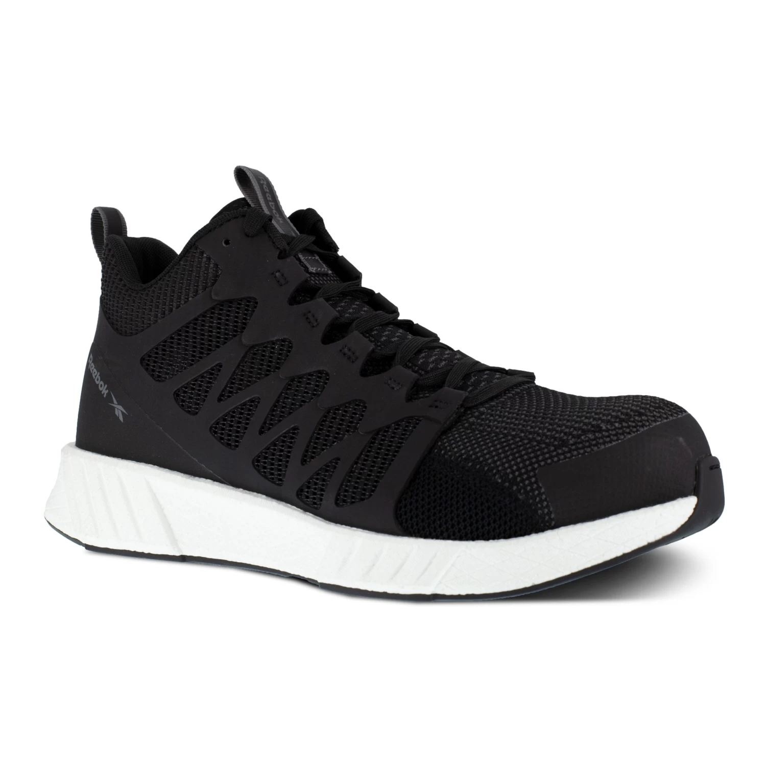 Reebok Shoes: Men's RB4316 Black White Fusion Flexweave Mid Composite Toe Slip Resistant Athletic Work Shoe 4 Reebok Shoes: Men's RB4316 Black White Fusion Flexweave Mid Composite Toe Slip Resistant Athletic Work Shoe - Image 2