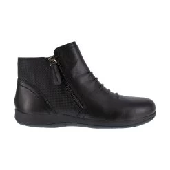 Rockport Works Boots: Women's RK762 Black Daisey Alloy Toe Slip On Side Zip Leather Work Boot