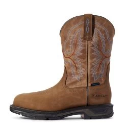 Ariat Boots: Men's 10031474 Distressed Brown WorkHog XT Waterproof Work Boot -Work Shoes Store s20 mns work couto 10031474 side