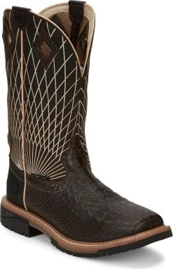 Justin Boots: Men's SE4833 Brown Composite Square Toe Derrickman Cowboy Work Boot